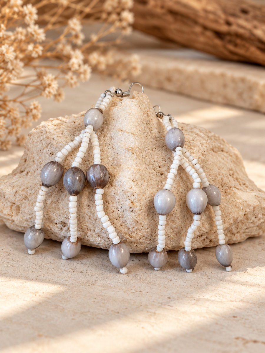 Ceremonial Earing White and Grey Seed