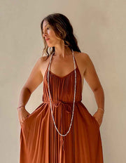 Long Seed Necklace Grey