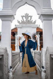 Taweret Short Kimono Organic Blue